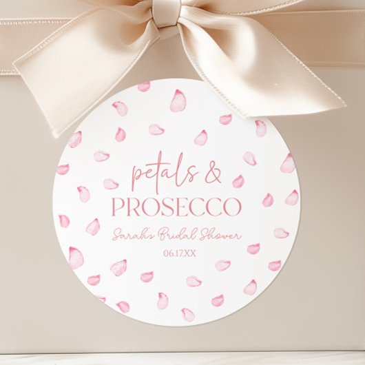 Rozenblaadjes & Prosecco Roze Rozenblaadjes Bruids Ronde Sticker
