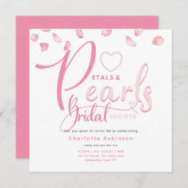 ROZENBLADEN EN PARELS Roze Glam Chic Bruidsfeest Kaart