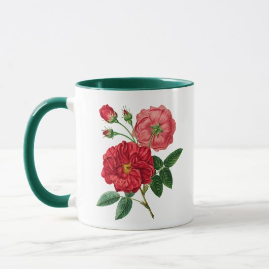 Rozenbloesems, kleurrijk rood, mok (Links)