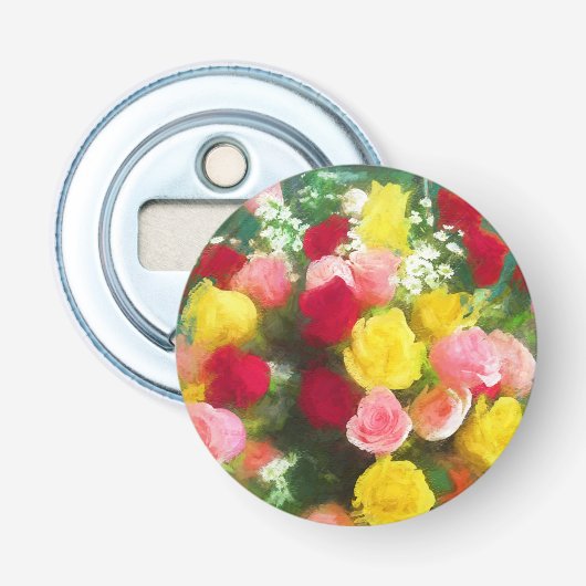 Rozenbolletje - Kute Original Flower Art Button Flesopener (Voorkant)