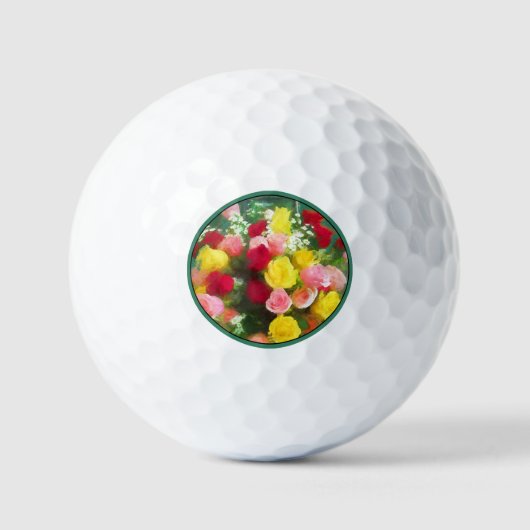 Rozenbolletje - Kute Original Flower Art Golfballen (Voorkant)
