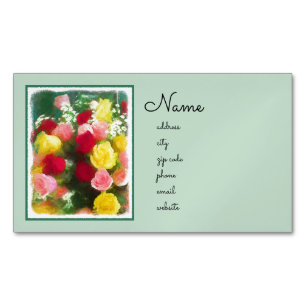 Rozenbolletje - Kute Original Flower Art Magnetisch Visitekaartje