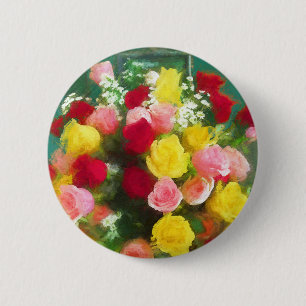 Rozenbolletje - Kute Original Flower Art Ronde Button 5,7 Cm