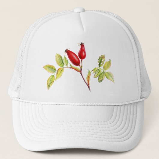 Rozenbottel kunsthoed trucker pet (Voorkant)