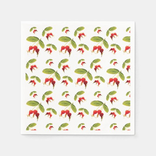 Rozenbottelpatroon 4 hoeken servet (Voorkant)