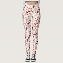 Rozenbottelpatroon met bladeren leggings