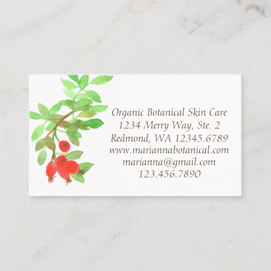 Rozenbottels Rozen Kruid Botanisch Plant Rood Visitekaartje (Achterkant)