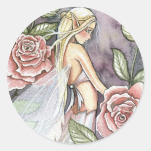 Rozenfeeëstickers door Molly Harrison Ronde Sticker