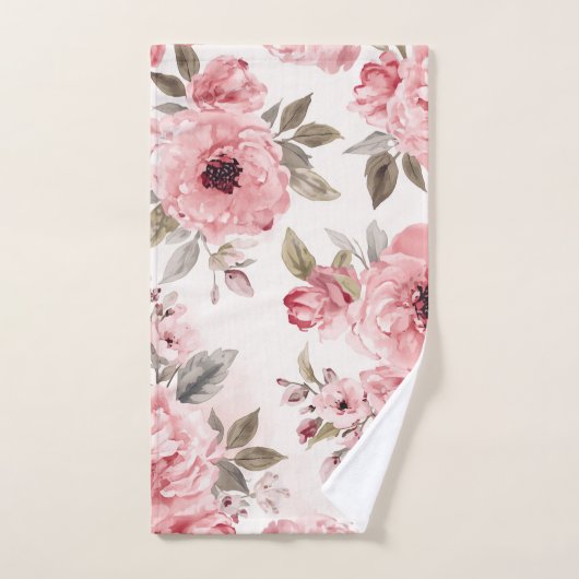 Rozenhof Roze Waterverf Bloemige Blos Botanisch Handdoek (Handdoek)