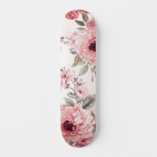 Rozenhof Roze Waterverf Bloemige Blush Botanisch Persoonlijk Skateboard