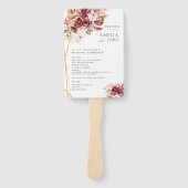 Rozenhout & Gouden Bloemen Bruiloftsprogramma Waai Handwaaier (Voorkant)