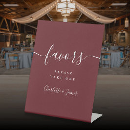 Rozenhout Roze Elegant Modern Trouwgunst Favoriet  Reclamebord Met Voetstuk