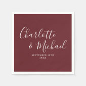 Rozenhout Roze Elegante Moderne Script Bruiloft Servet (Voorkant)