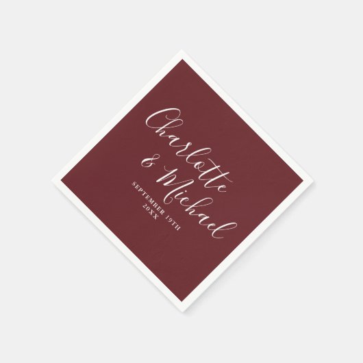 Rozenhout Roze Elegante Moderne Script Bruiloft Servet (Hoek)