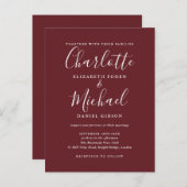 Rozenhout Roze Elegante Moderne Script Bruiloft Uitnodiging Briefkaart (Voorkant / Achterkant)