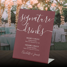 Rozenhout Roze Elegante Trouw Signature Dranken Reclamebord Met Voetstuk