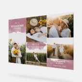 Rozenhout Roze Schoon Modern & 5 Foto's Welkom Acryl Bord (Hoek)