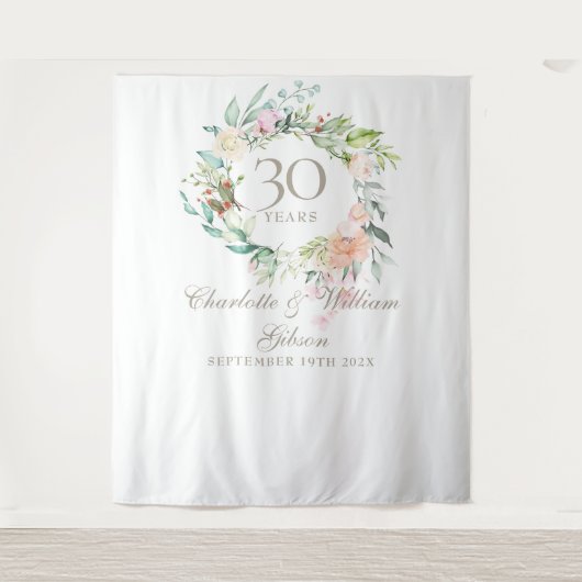 Rozenkrans 30e verjaardag Fotohokje achtergrond Wandkleed (Voorkant)