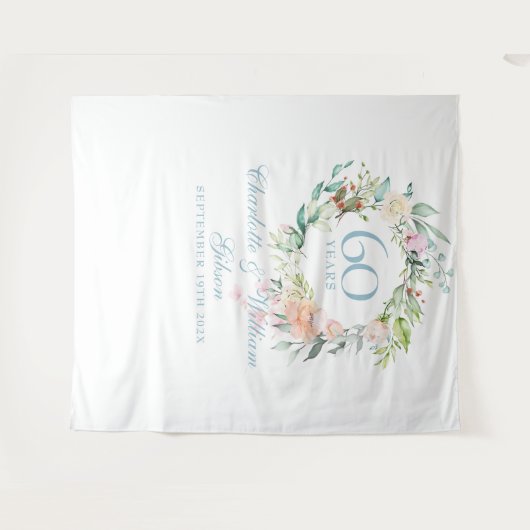 Rozenkrans 60ste verjaardag Fotocabine Achtergrond Wandkleed (Voorkant (horizontaal))