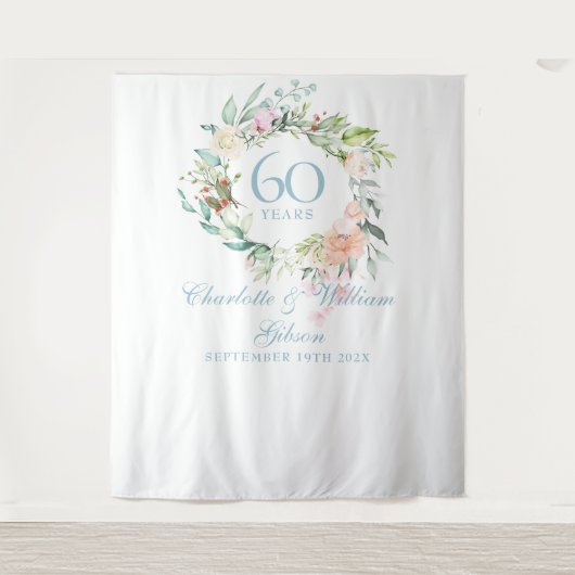 Rozenkrans 60ste verjaardag Fotocabine Achtergrond Wandkleed (Voorkant)