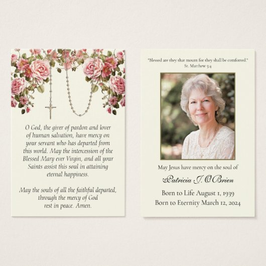 Rozenkrans begrafenisgebed Heilige Kaart (Voorkant /achterkant)