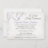 Rozenkrans en kant Eerste Communie Violet Kaart (Voorkant)