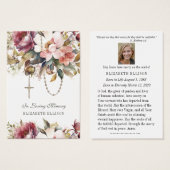Rozenkrans Herdenkings-rouwgebed Bloemstuk Visitekaartje (Voorkant /achterkant)