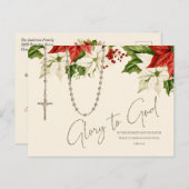 Rozenkrans Kerstmis Poinsettias Vrolijk Kerstmis Briefkaart (Voorkant / Achterkant)