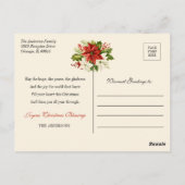 Rozenkrans Kerstmis Poinsettias Vrolijk Kerstmis Briefkaart (Achterkant)