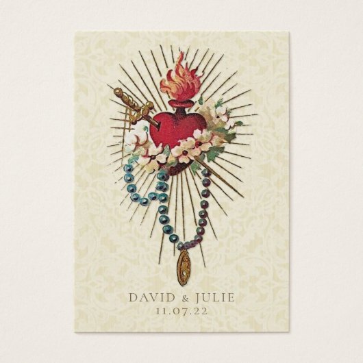 Rozenkrans Maria Hart Katholieke Bruiloft Gebed Ka Visitekaartje (Voorkant)