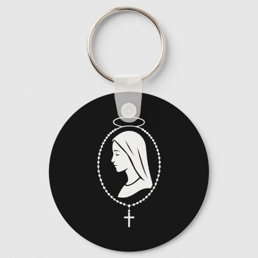 Rozenkrans van de Maagd Maria - Katholieke Christe Sleutelhanger (Voorkant)