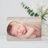 Rozenkruis Monogram Script Foto Religieus Bedankkaart (Staand voorkant)