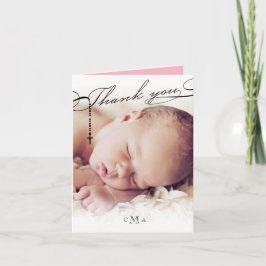 Rozenkruis Monogram Scripted Foto Religieus Bedankkaart