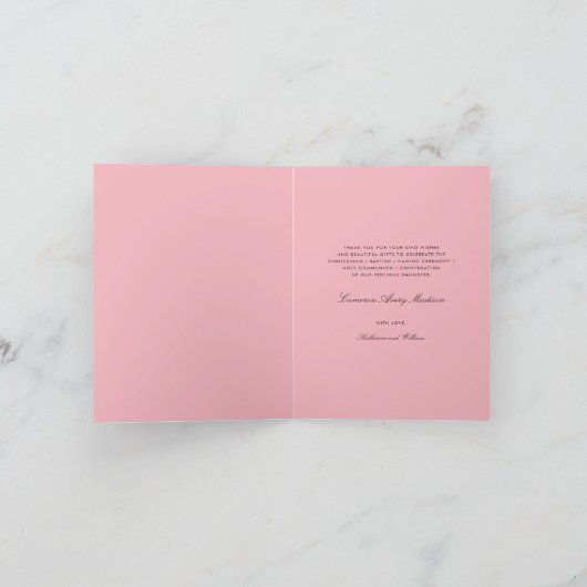 Rozenkruis Monogram Scripted Foto Religieus Bedankkaart (Binnen)