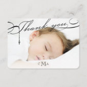 Rozenkruis Monogram Scripted Foto Religieus Bedankkaart (Voorkant)