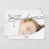 Rozenkruis Monogram Scripted Foto Religieus Bedankkaart (Voorkant)