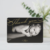 Rozenkruis Monogram Scripted Foto Religieus Bedankkaart (Staand voorkant)