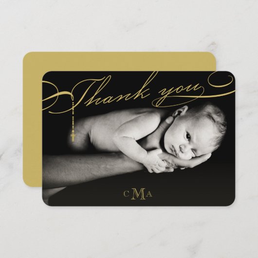 Rozenkruis Monogram Scripted Foto Religieus Bedankkaart (Voorkant / Achterkant)