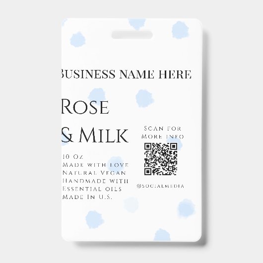 Rozenmelk handgemaakte zeep bedrijf QR-code toevoe Badge (Voorzijde)