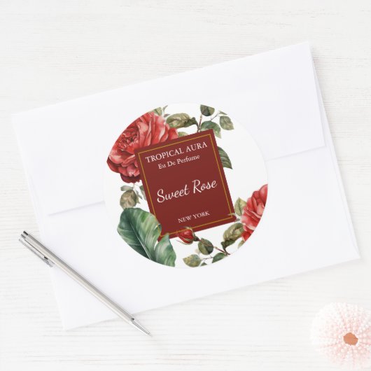 Rozenparfumlabel Ronde Sticker (Envelop)
