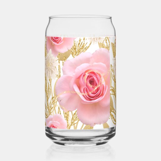 rozenpatroon blikvorm glas (Voorkant)