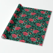 rozenpatroon cadeaupapier (Uitgerold)