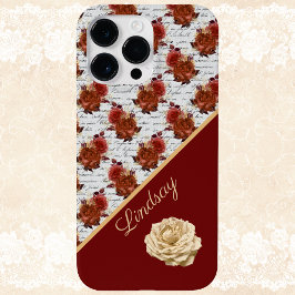 rozenpatroon met naam Case-Mate iPhone 14 pro max hoesje