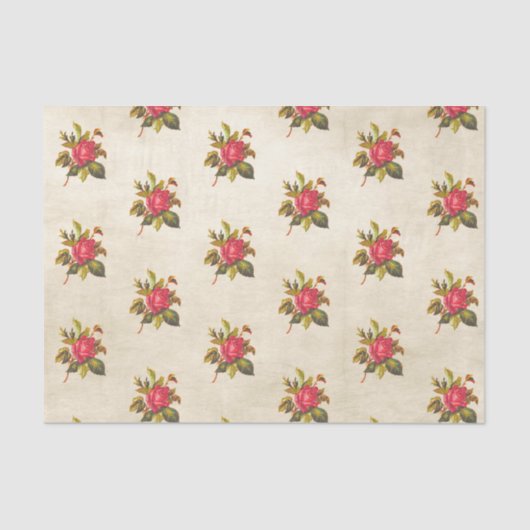  rozenpatroon op verouderd perkament tissuepapier (Voorkant)
