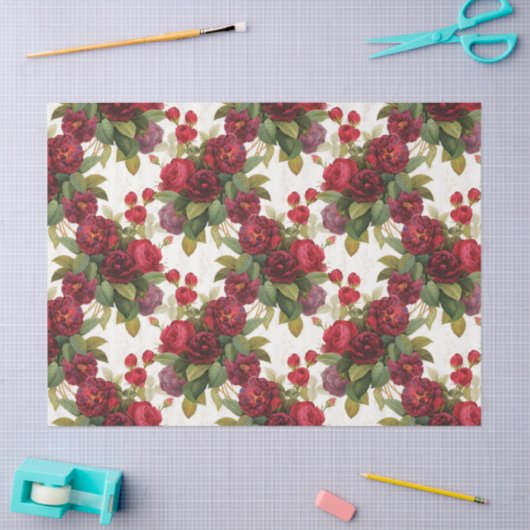 rozenpatroon rode rozen tissuepapier (Craft)