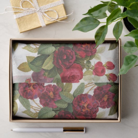  rozenpatroon rode rozen tissuepapier (Geschenk)
