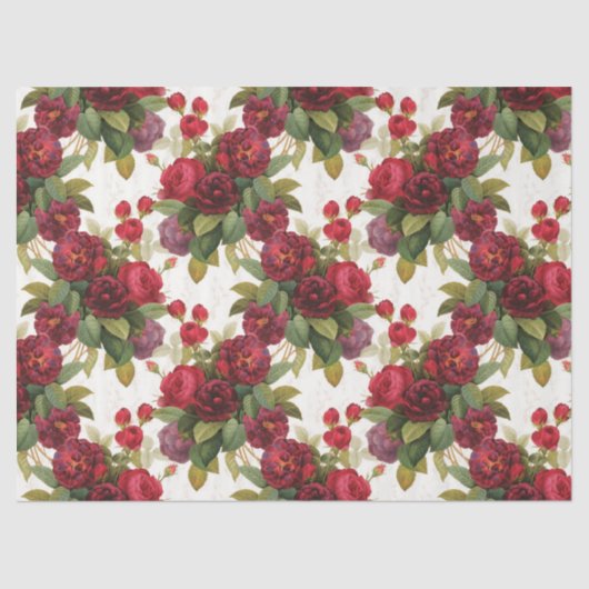  rozenpatroon rode rozen tissuepapier (Voorkant)