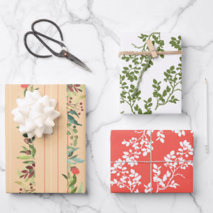 Rozenstelen en rand streepjes assortiment inpakpap inpakpapier vel