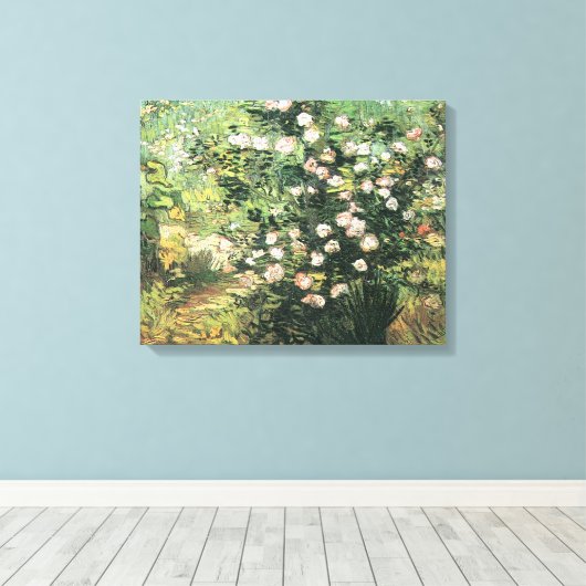 Rozenstruik in Bloei door Vincent van Gogh Canvas Afdruk (Insitu (Houten vloer))