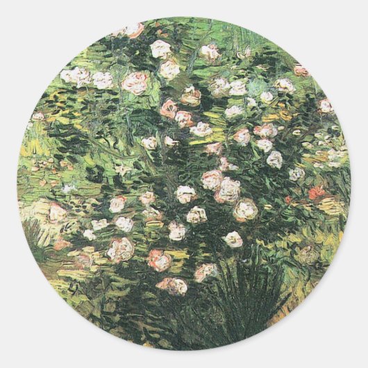 Rozenstruik in bloei door Vincent van Gogh Ronde Sticker (Voorkant)